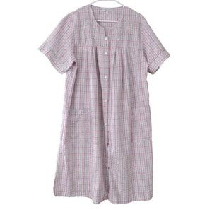 Miss Elaine Vintage Women's Nightgown Pajama Grandma Plaid Short Sleeve …